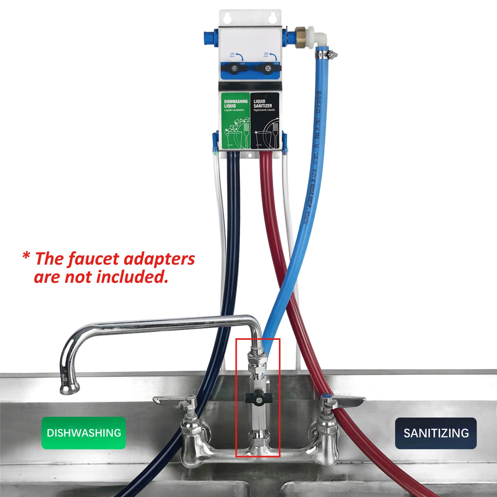 Dual Kitchen Sink Proportioner - Dish Detergent & Liquid Sanitizer Dispenser System for Precise Chemical Dilution (Model 8088) | Ideal for Restaurants, Cafeterias & Commercial Kitchens
