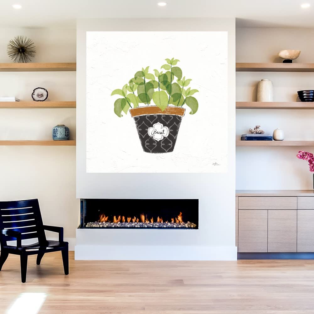 Fine Art Canvas - Fine Herbs VIII by Janelle Penner | 22x22 Inch Ready-to-Hang Wall Decor for Living Room, Bedroom, Office & More | Botanical Kitchen Art, Spa Bathroom Decor, Dining Room Painting
