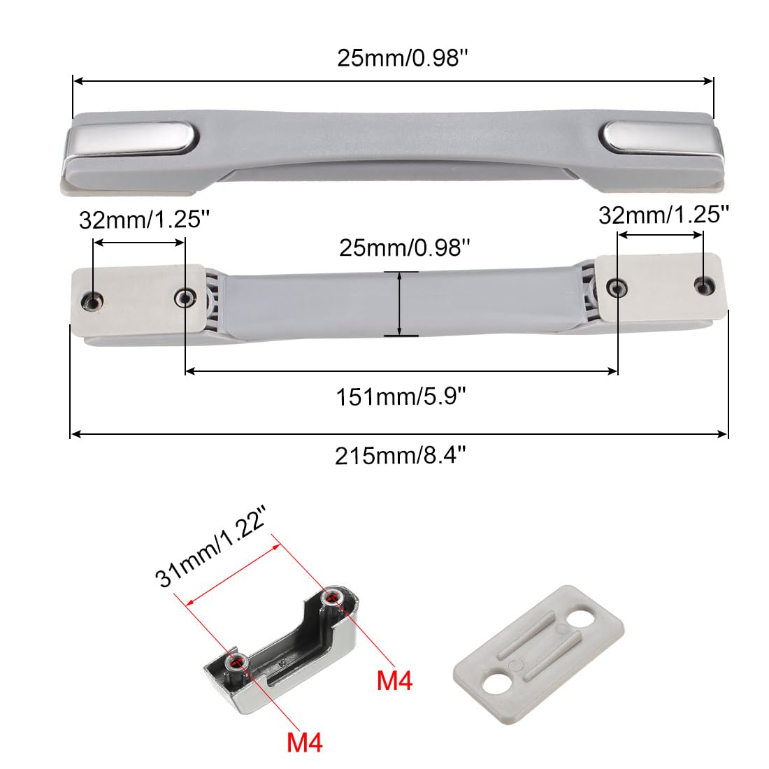 uxcell 220mm Long Gray Luggage Handle Replacement Strap - Durable Suitcase Grip for Travel & Business Trips