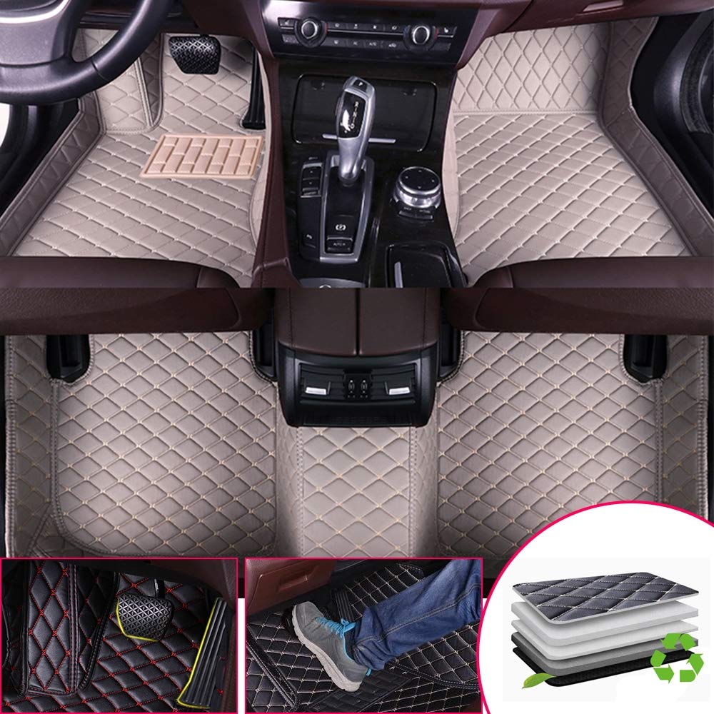 Premium Custom Car Floor Mats for Honda Civic Sport Touring 2017-2019 - Luxury Leather All-Weather Protection, Wear-Resistant Gray Carpet Liners | Perfect for Daily Commute, Road Trips & Winter Driving