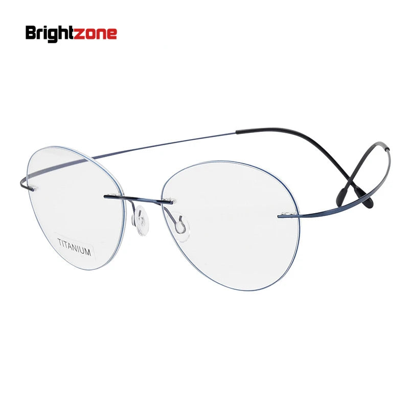 Brightzone Unisex Rimless Round Oval Titanium Eyeglasses 70619 - Lightweight & Durable Frame for Reading, Work & Everyday Wear