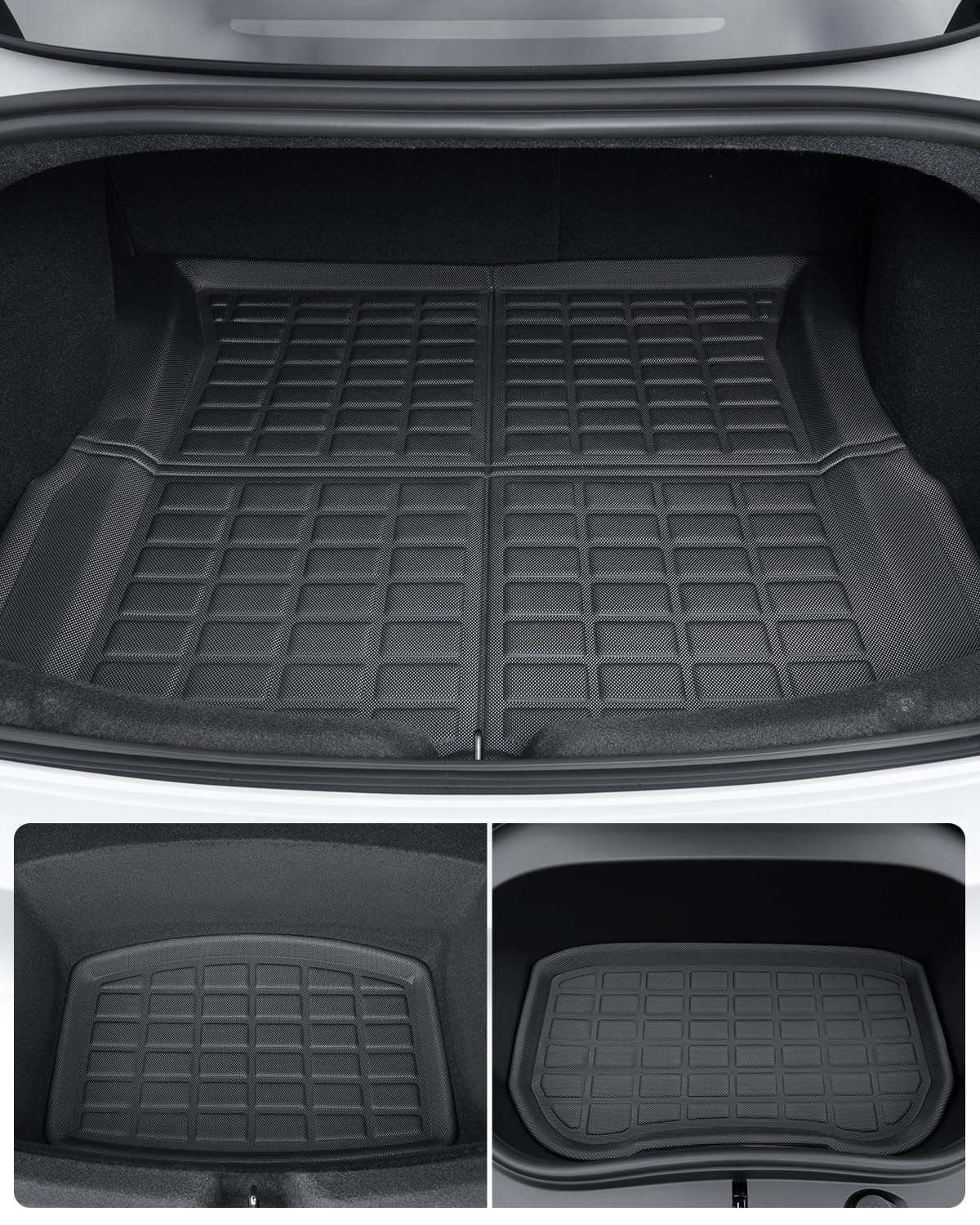 TAPTES 2025 Tesla Model 3 All-Weather Floor Mats Full Set - 6-Piece Front & Rear Liners + Trunk Mat | Durable Rubber Carpet Covers for Model 3 Highland 2024-2025 | Perfect for Winter, Rain & Mud Protection