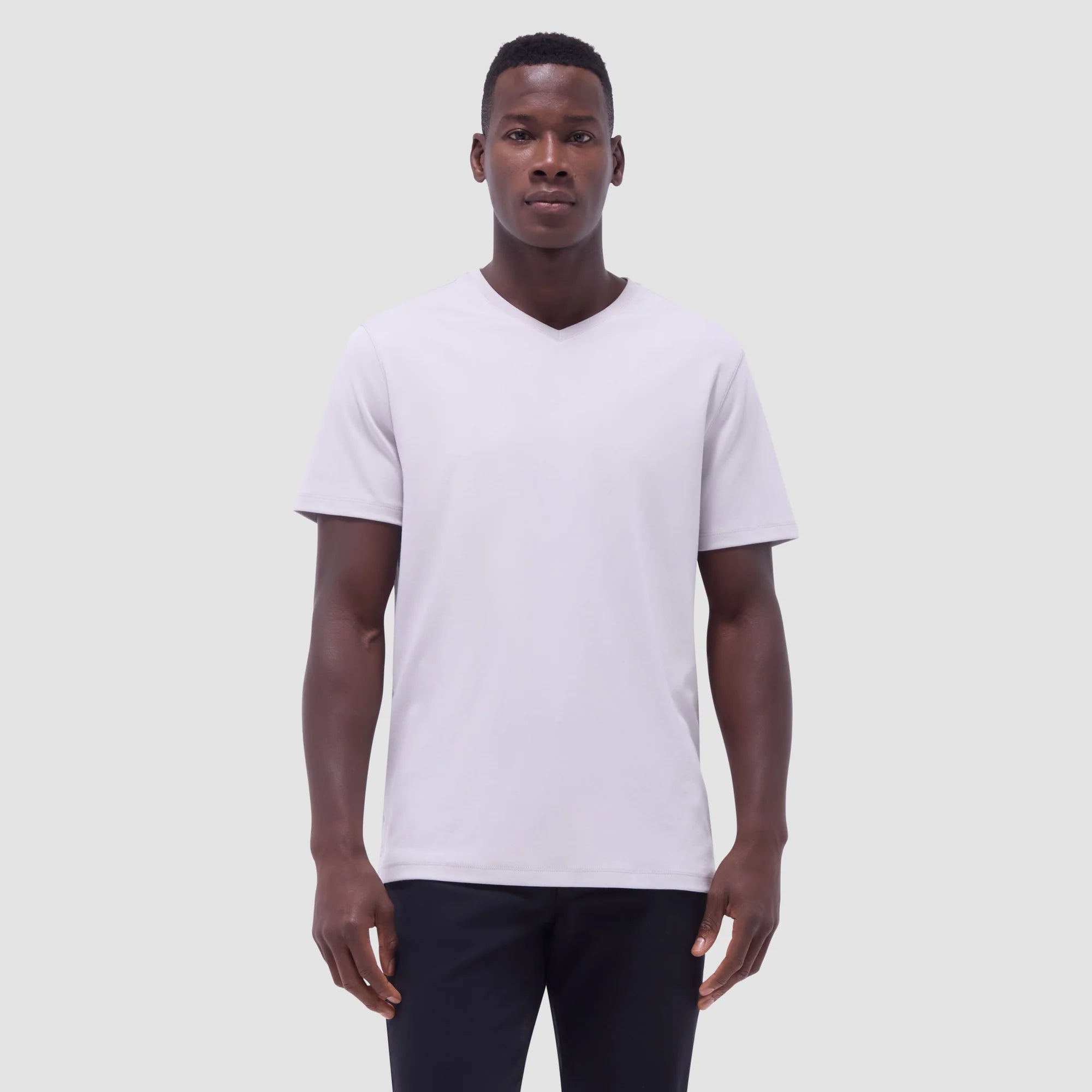 Bugatchi Holden Premium Pima Cotton V-Neck T-Shirt for Men - Soft & Comfortable Casual Wear - Platinum Color - Perfect for Everyday Outfits, Lounge & Travel
