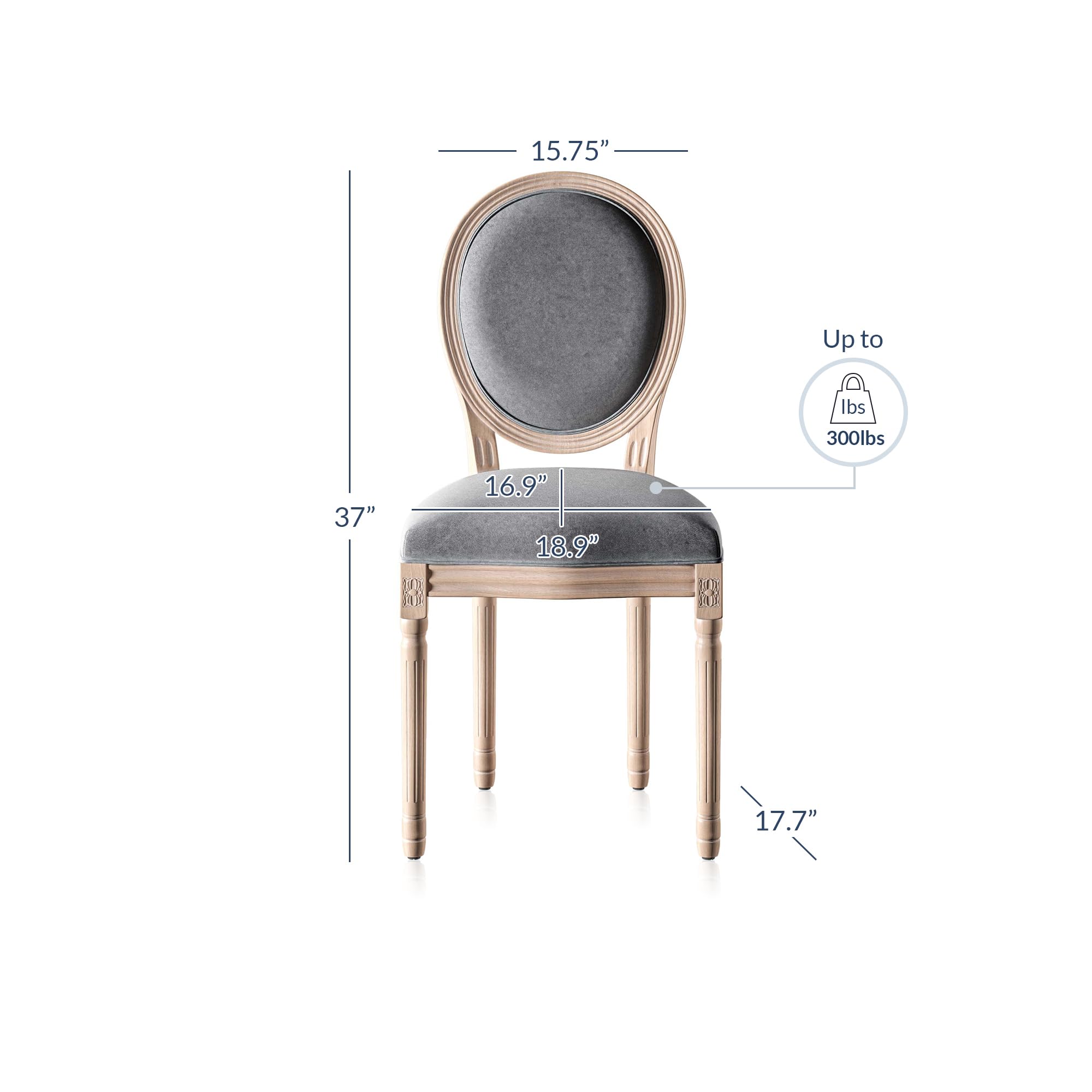 BELLEZE Farmhouse Dining Chairs Set of 2 - Upholstered Kitchen Chairs with Round Back & Solid Wood Legs, Elegant Accent Side Chairs for Dining Room, Living Room, Bedroom (Aubree Grey) | Perfect for Farmhouse Decor, Small Spaces & Cozy Home Dining