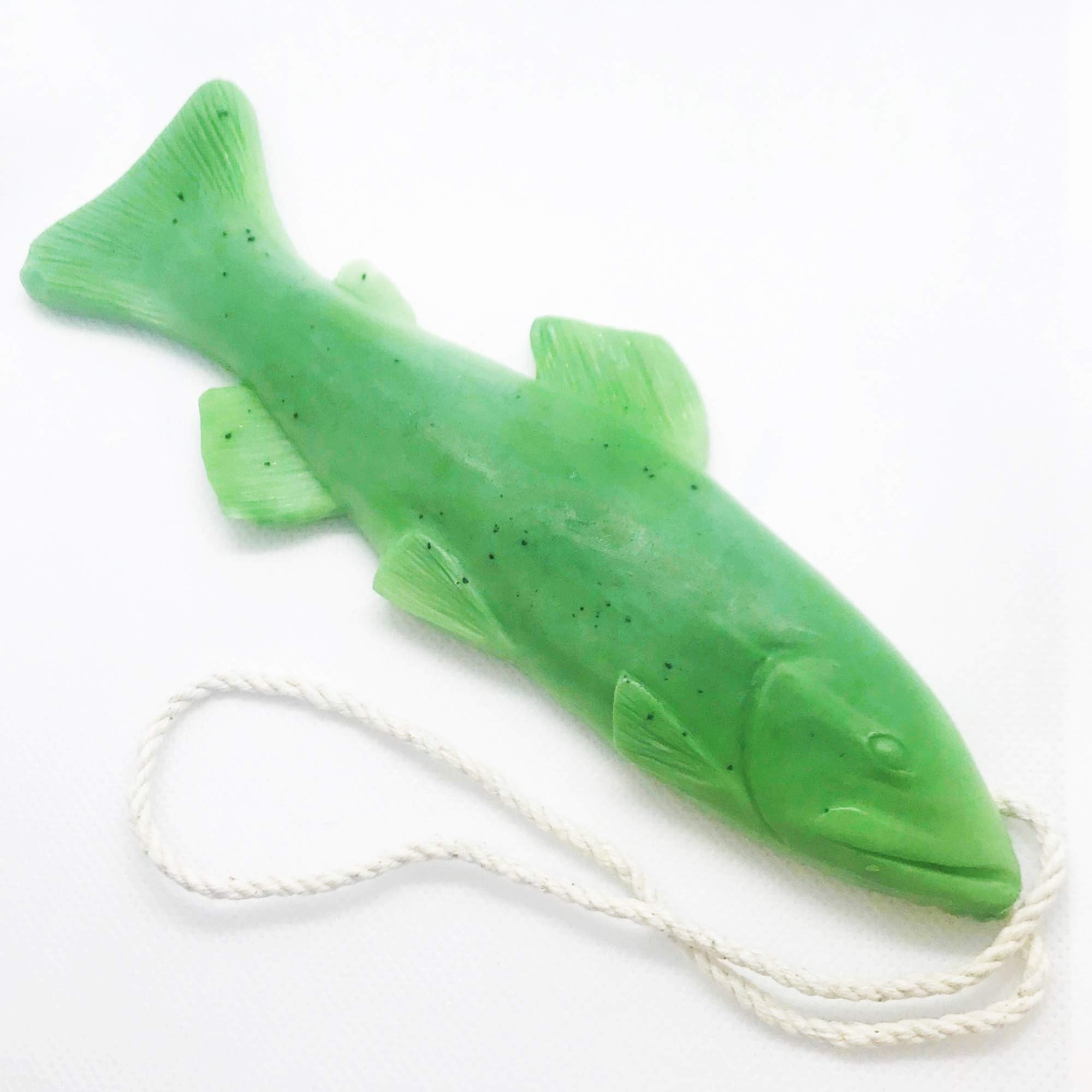 Natural Green Trout Soap on a Rope for Men & Kids - Handmade with Eucalyptus & Peppermint Essential Oils - Perfect for Camping, Outdoor Adventures & Unique Gifts (1-Pack)
