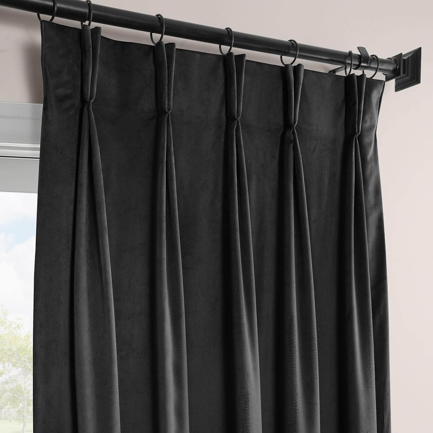 Premium Blackout Curtains for Bedroom & Living Room - 84 Inch Length Velvet Thermal Insulated Drapes with Signature Pleat Design (25W x 84L, Warm Black) - Perfect for Light Blocking, Privacy & Temperature Control