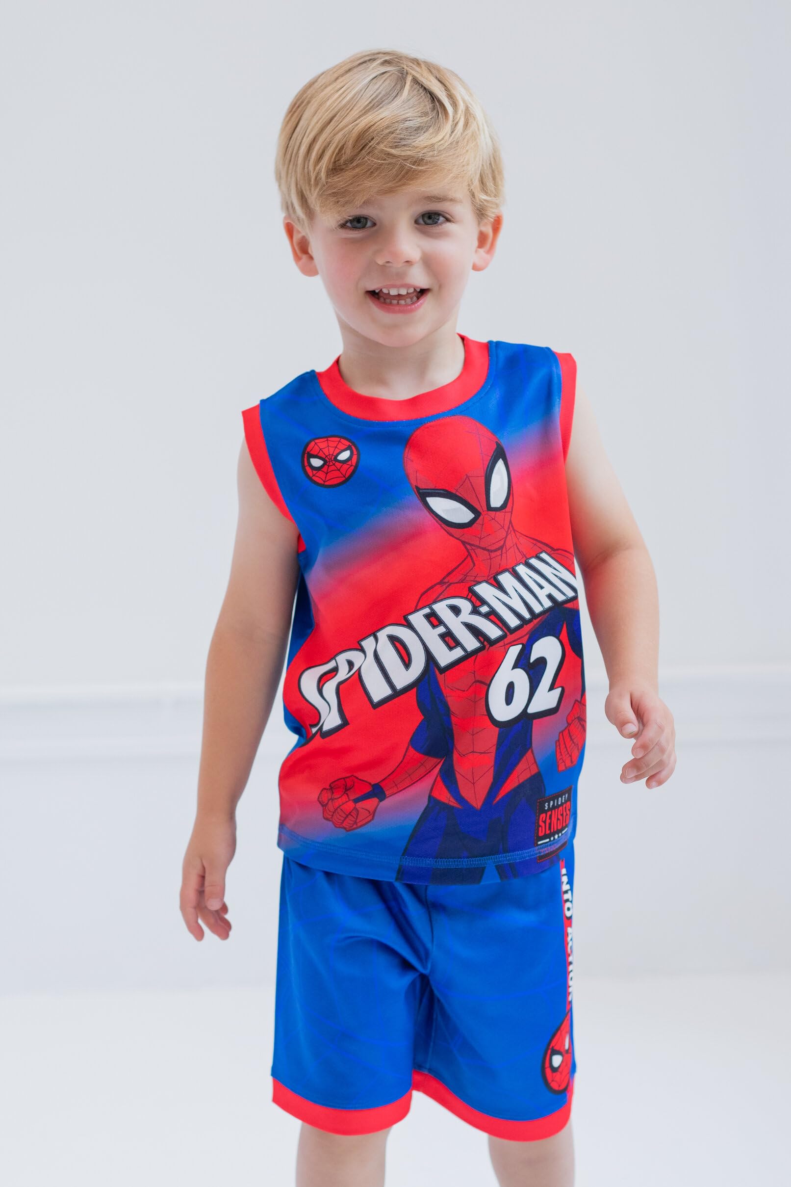 Marvel Spider-Man Miles Morales Hulk Mesh Jersey Tank Top & Basketball Shorts Set for Kids (2T-20) - Superhero Costume, Playtime & Sports Outfit