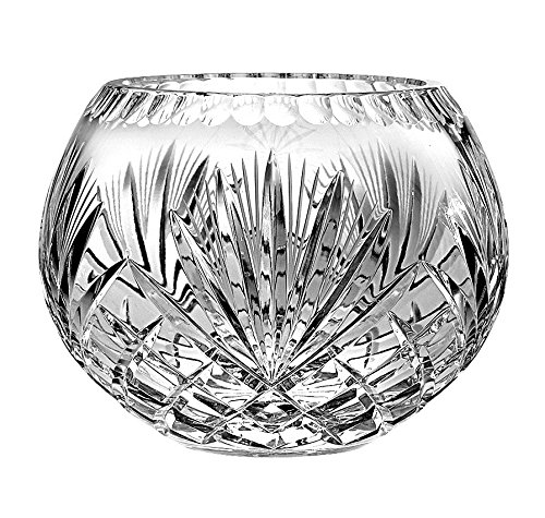 Barski European Hand Cut Majestic Crystal Rose Bowl - 8 Inch Diameter Elegant Glass Centerpiece for Wedding, Dining Table Decor, Gift Idea