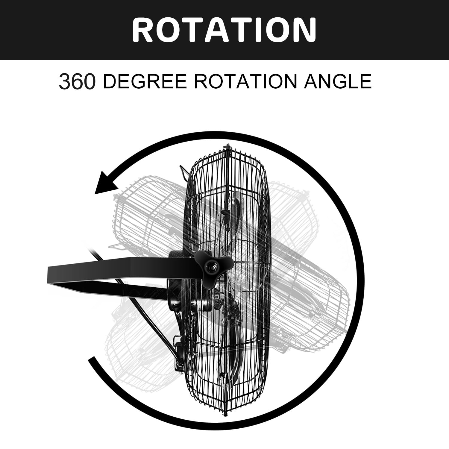 Simple Deluxe 24 Inch Industrial Wall Mount Fan - 3 Speed High Velocity Metal Fan for Warehouse, Greenhouse, Workshop, Factory, Basement & Patio Ventilation - Heavy Duty Commercial Fan for Cooling & Air Circulation - Black