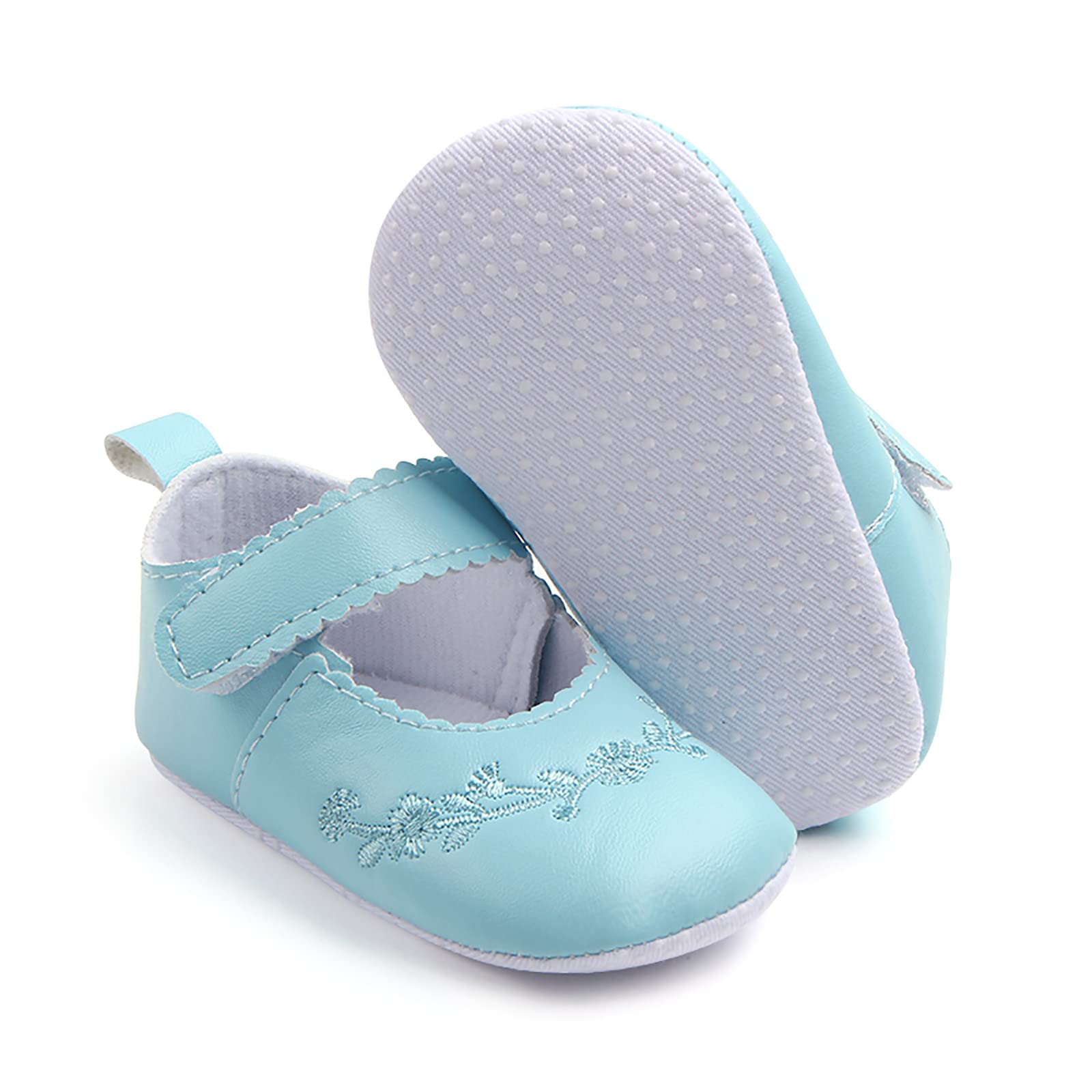Lykmera Soft Baby Walking Shoes for Infants 0-3 Months - Breathable Toddler First Walkers for Boys & Girls - Cute Princess Style Baby Shoes (Blue) | Perfect for First Steps, Indoor Play & Special Occasions
