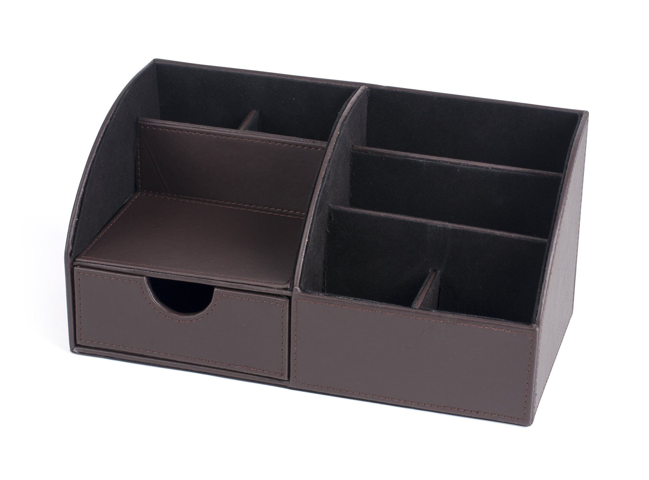 Premium Large PU Leather Pencil Case & Desk Organizer - Brown | Multi-Purpose Stationery Holder for School, Office & Home Organization