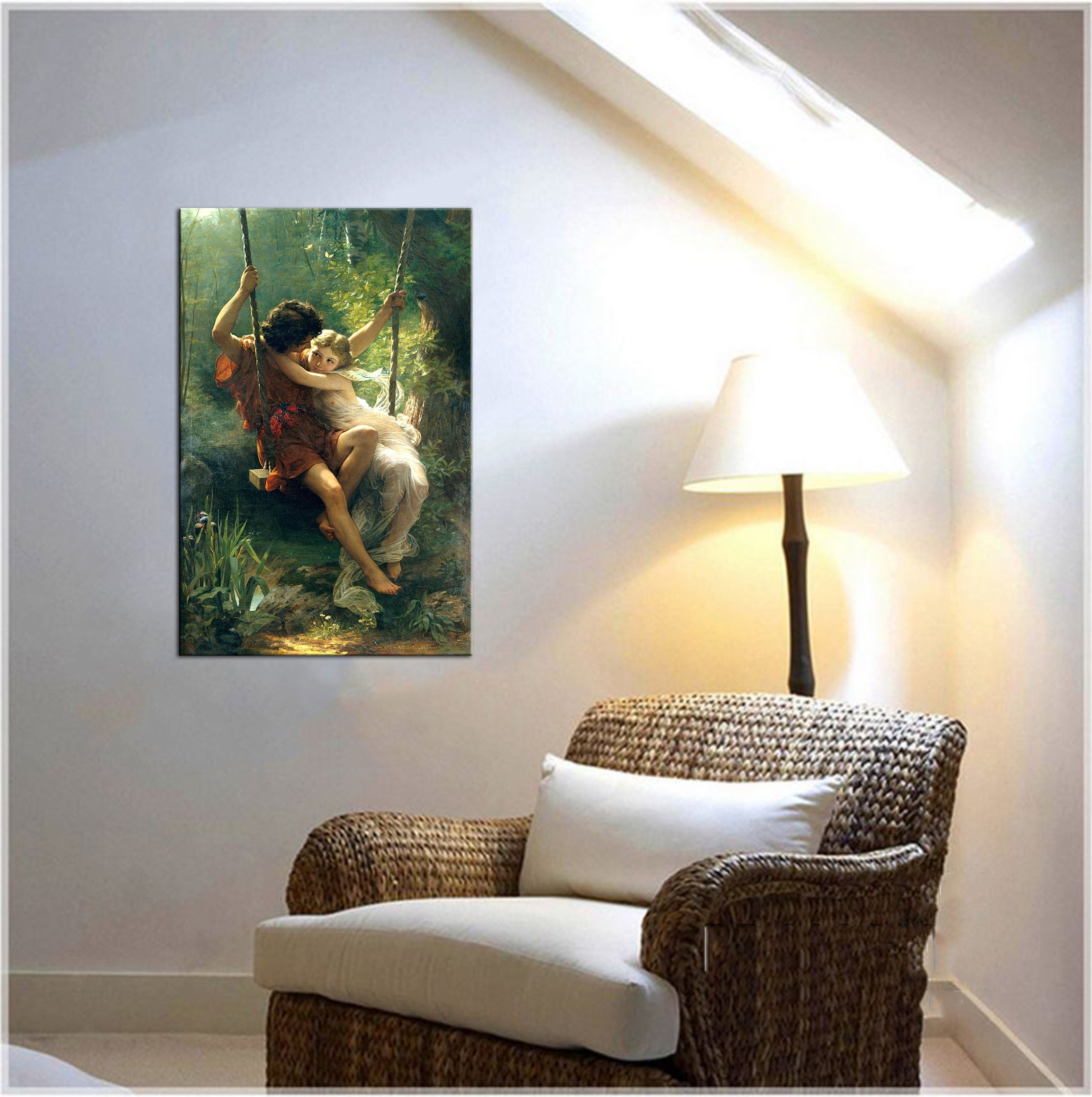Pierre Auguste Cot Spring 1873 Oil Painting Reproduction - High Quality Giclee Wall Art Print for Home Decor, Office, Lobby or Gallery - Stretched Canvas Ready to Hang (36x24 Inches) - Perfect for Living Room, Bedroom & Office Wall Decoration