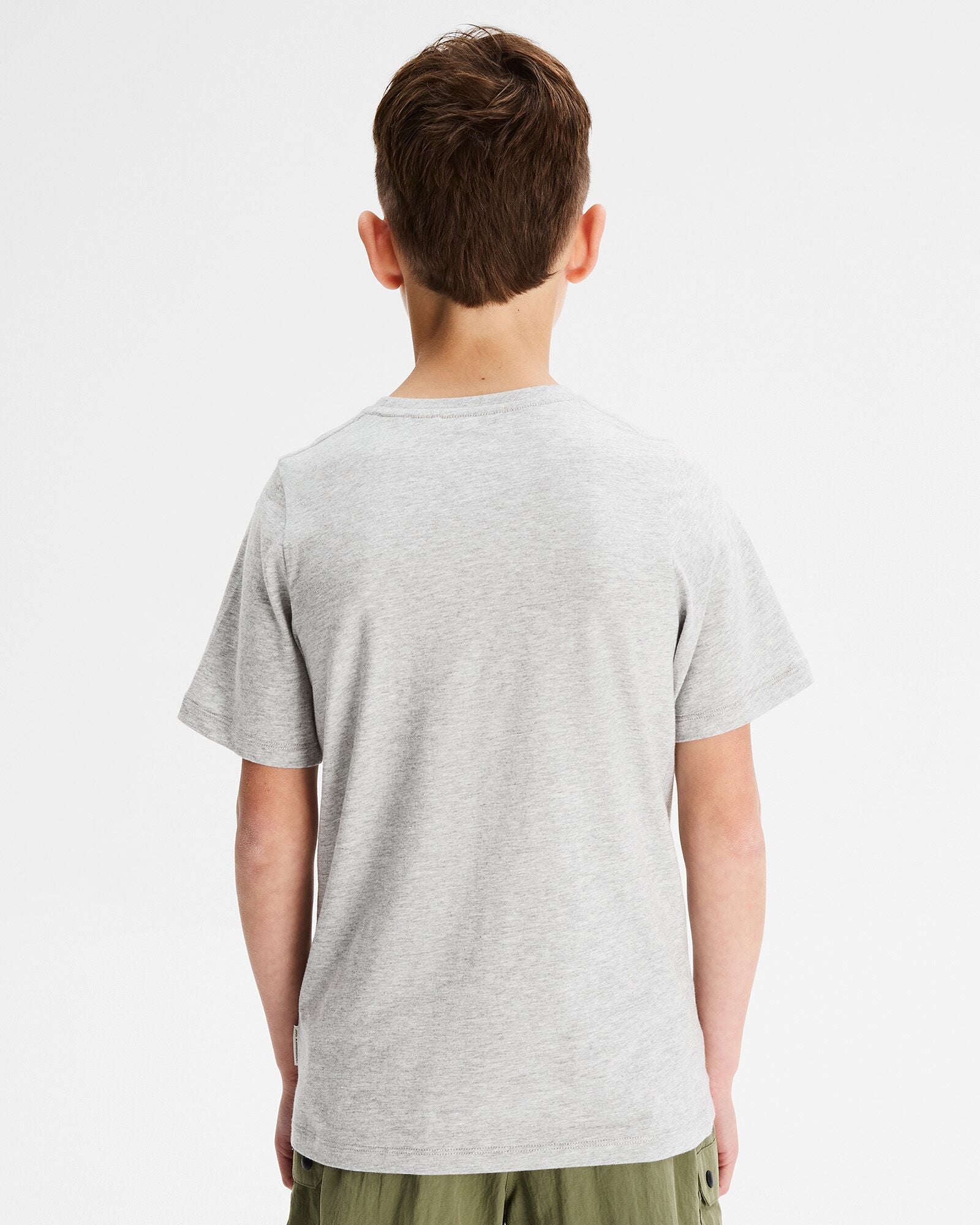 Vintage '70s Logo Boys' Organic Cotton T-Shirt - Light Grey Marle - Retro Style for Casual Wear & Everyday Outfits