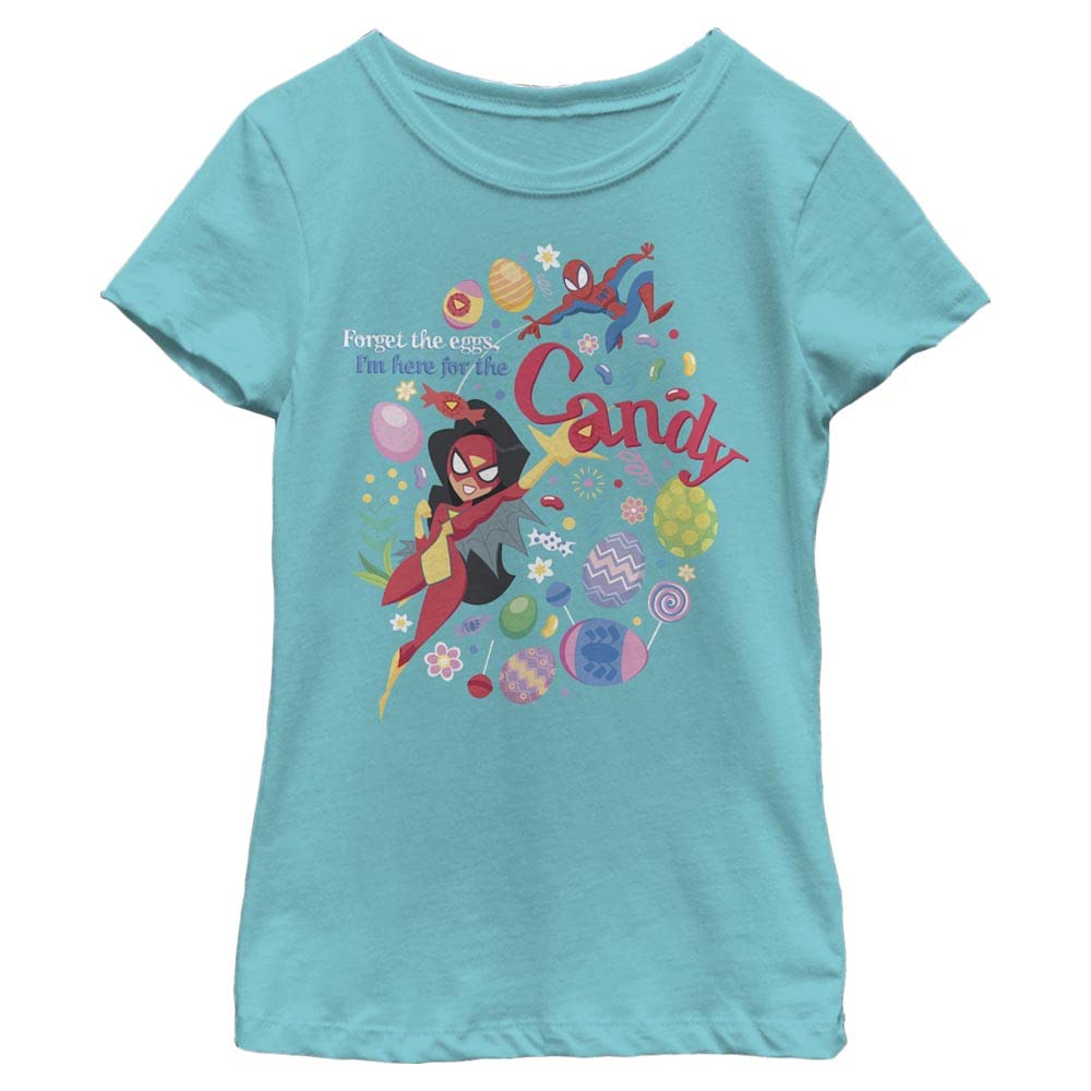 Marvel Spider-Man Girls' Graphic T-Shirt - Cute Spider Candy Print Tee for Kids & Toddlers | Fun Casual Wear for School, Playdates & Superhero Costumes