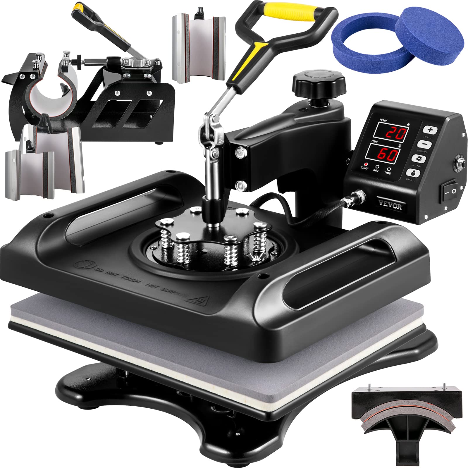 VEVOR 8-in-1 Digital Heat Press Machine 12x15 Inch with 360° Swing Away - Professional T-Shirt, Hat, Mug & Plate Sublimation Transfer Press for DIY Crafts & Small Business (Black) | Perfect for Custom Apparel, Promotional Items & Personalized Gifts