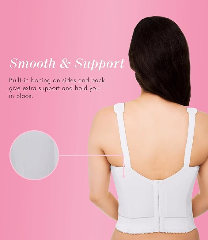 Exquisite Form 5107532 Wireless Posture Support Bra - Slimming Longline Back Closure Bra for Women | Perfect for Yoga, Workouts & Everyday Comfort