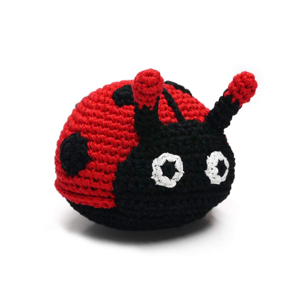 Crochet Small Dog Squeaky Toy - Cute Ladybug Design for Puppies | Interactive Chew Toy for Teething & Playtime | Perfect for Indoor & Outdoor Fun