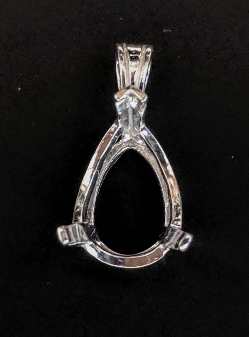 Solid Sterling Silver or 14kt Gold Pear Cut Vee Prong Pendant Setting (12x8mm & 18x13mm) | Handmade in USA | Perfect for Necklace Jewelry Making & DIY Custom Pendants