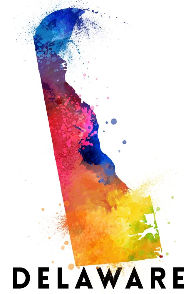 Delaware State Abstract Watercolor Art Print - 24x36 Gallery Quality Metal Wall Decor, Aluminum Art for Home & Office - Perfect for Living Room, Bedroom, or Office Wall Decor