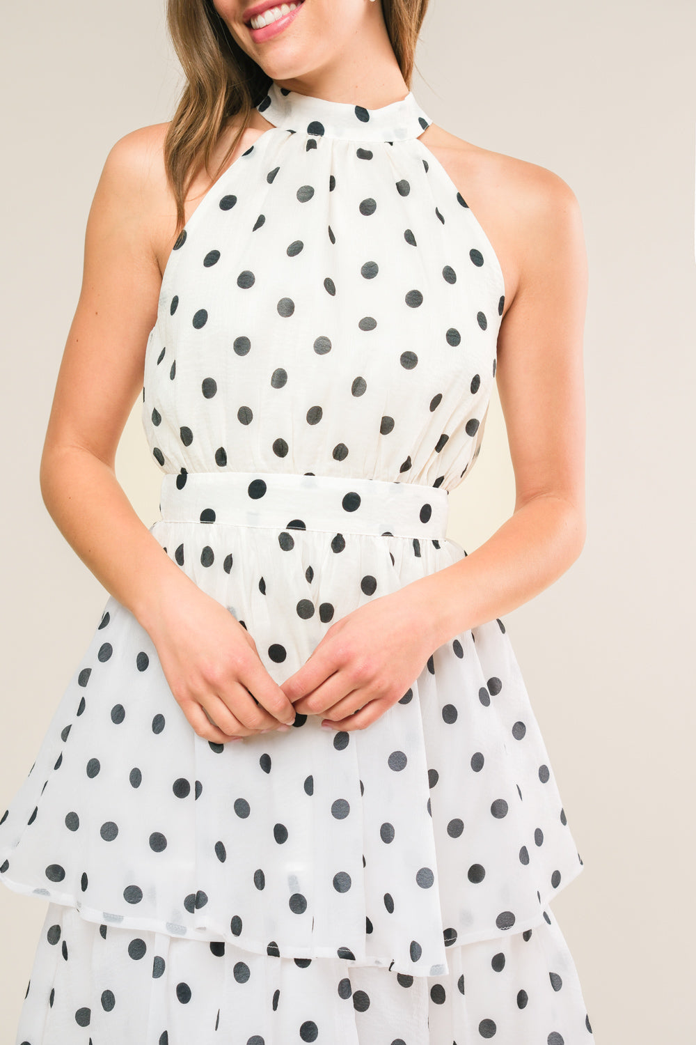 Polka Dot Halter Maxi Dress for Women - Flowy Summer Beach Dress for Vacations, Parties & Date Nights