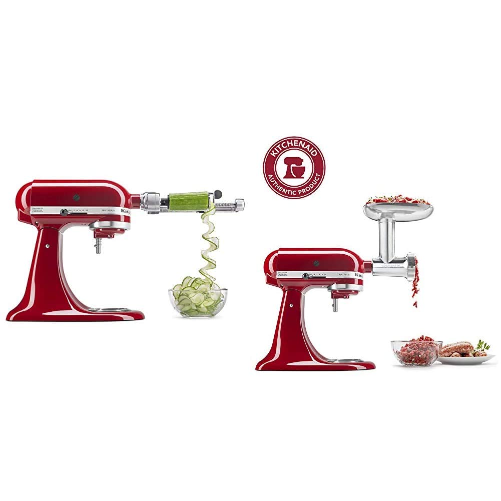 KitchenAid Spiralizer Attachment for Fruits & Vegetables with Metal Food Grinder - Perfect for Making Healthy Zoodles, Salads & Homemade Pasta