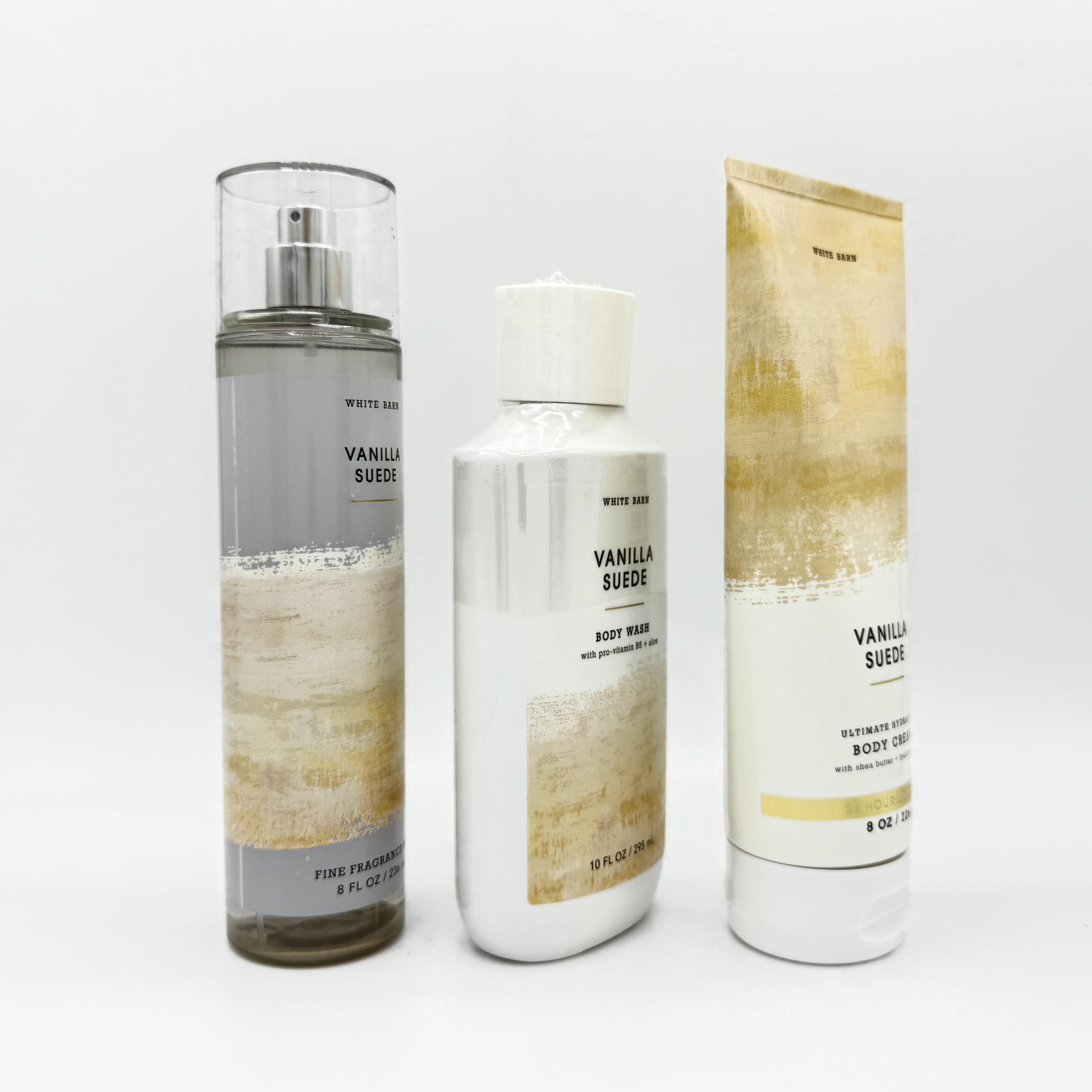 Vanilla Suede 3-Piece Bath & Body Gift Set - Moisturizing Body Cream, Refreshing Body Wash & Long-Lasting Fragrance Mist | Luxurious Skincare Routine for Women, Perfect Gift for Mother's Day & Birthday
