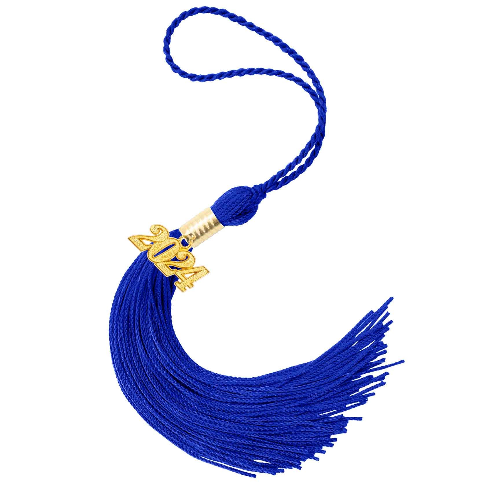 2024 Graduation Tassel with Gold Charm - Blue Graduation Cap Tassel Decoration for 2024 Graduation Ceremony & Party - Perfect for High School, College Commencement and Graduation Photos