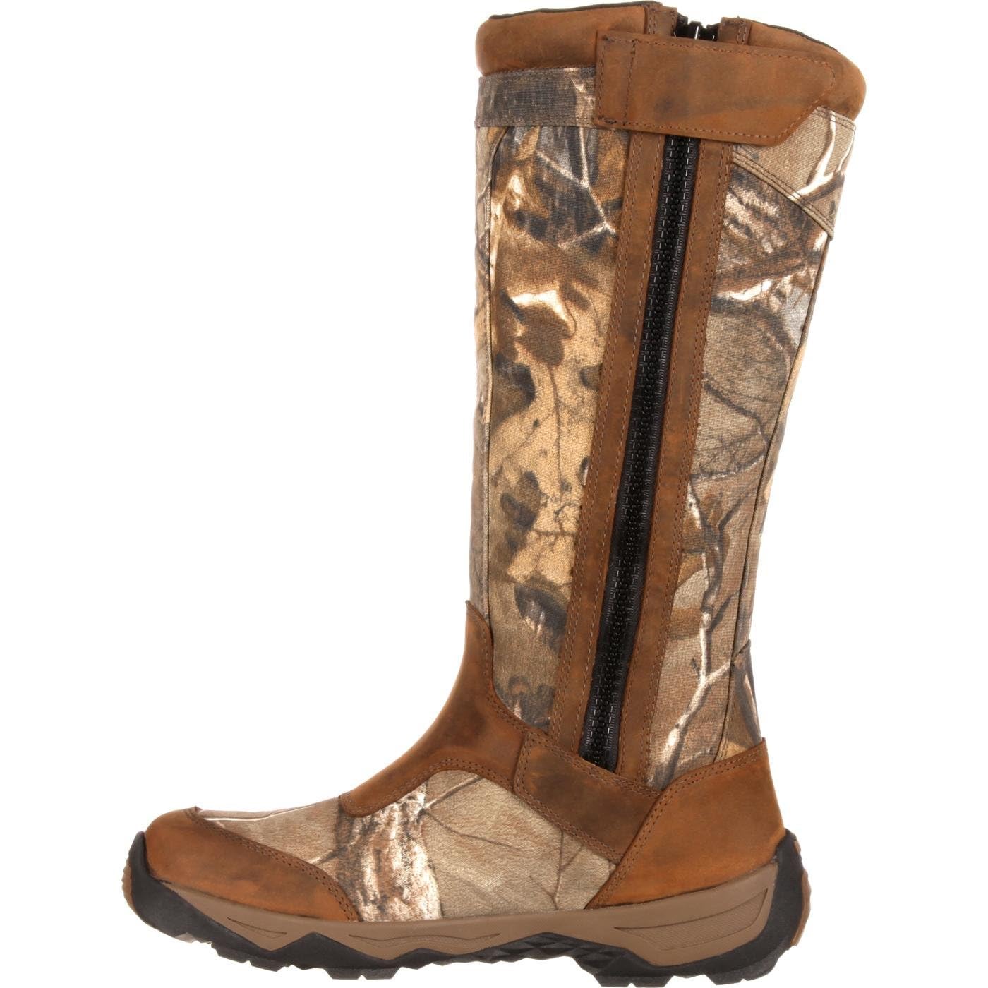 ROCKY Men's Waterproof Snake Boots with Side Zip - Retractable Design for Hunting, Hiking & Outdoor Adventures