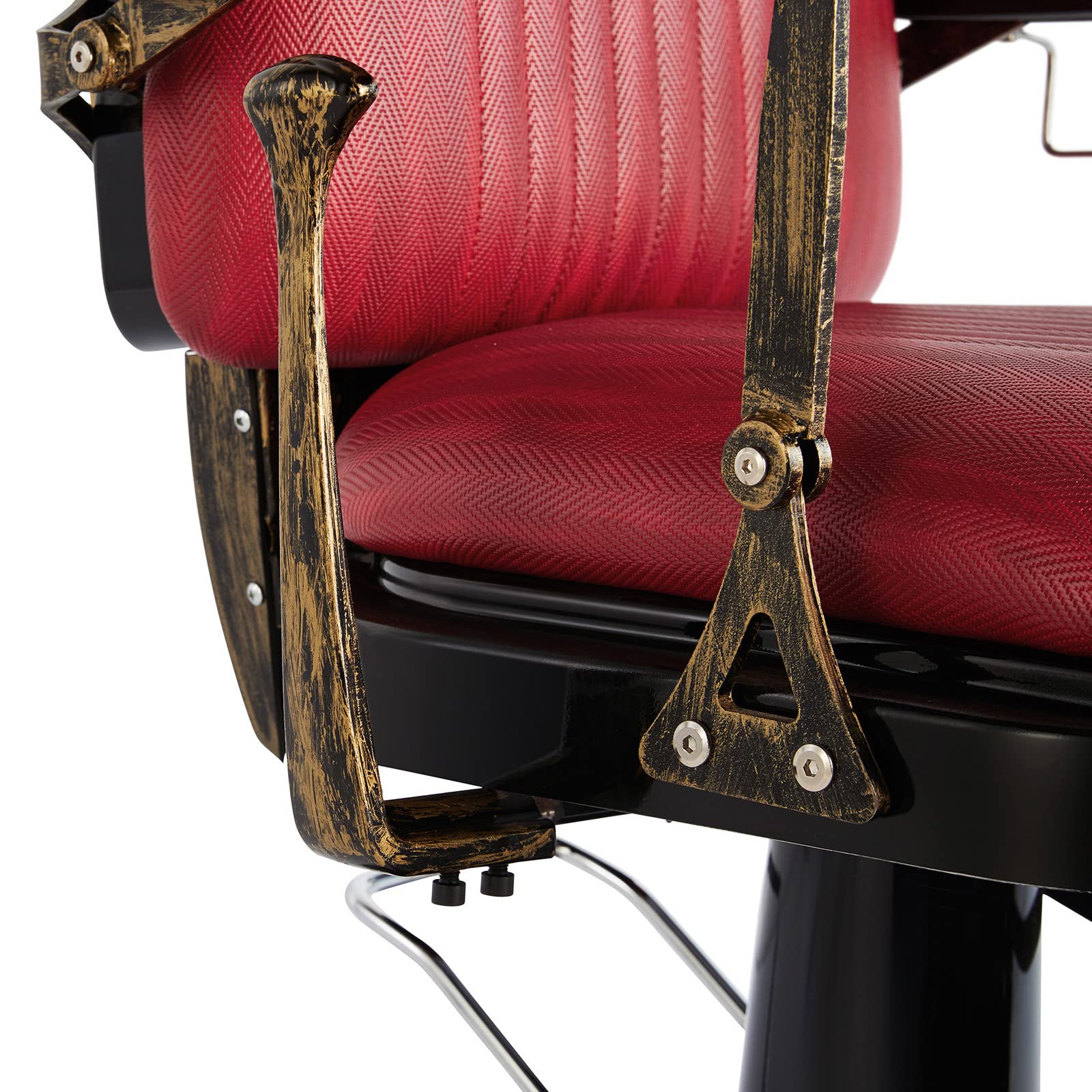 Professional Heavy Duty Barber Chair - Retro Hydraulic Reclining Salon Chair for Haircut & Tattoo - Adjustable Stylist Chair with Footrest (Red) - Perfect for Barber Shops, Salons & Tattoo Studios