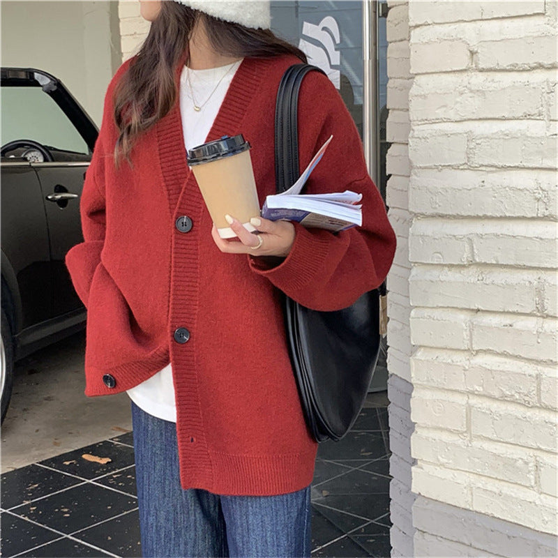 Lazy Style Sweater Cardigan for Women - Soft V-Neck Knit Jacket for Spring & Fall | Cozy Casual Wear for Office, Travel & Home Relaxation