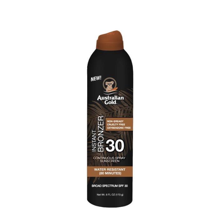 Australian Gold Continuous Bronzer Spray 6 oz - Natural Sunless Tanning Lotion for a Glowing Tan - Perfect for Beach, Pool & Summer Vacations