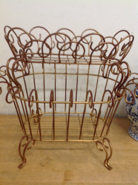 2-Pack Gold Metal Baskets for Home Decor, Storage & Organization - Perfect for Living Room, Bathroom, or Office