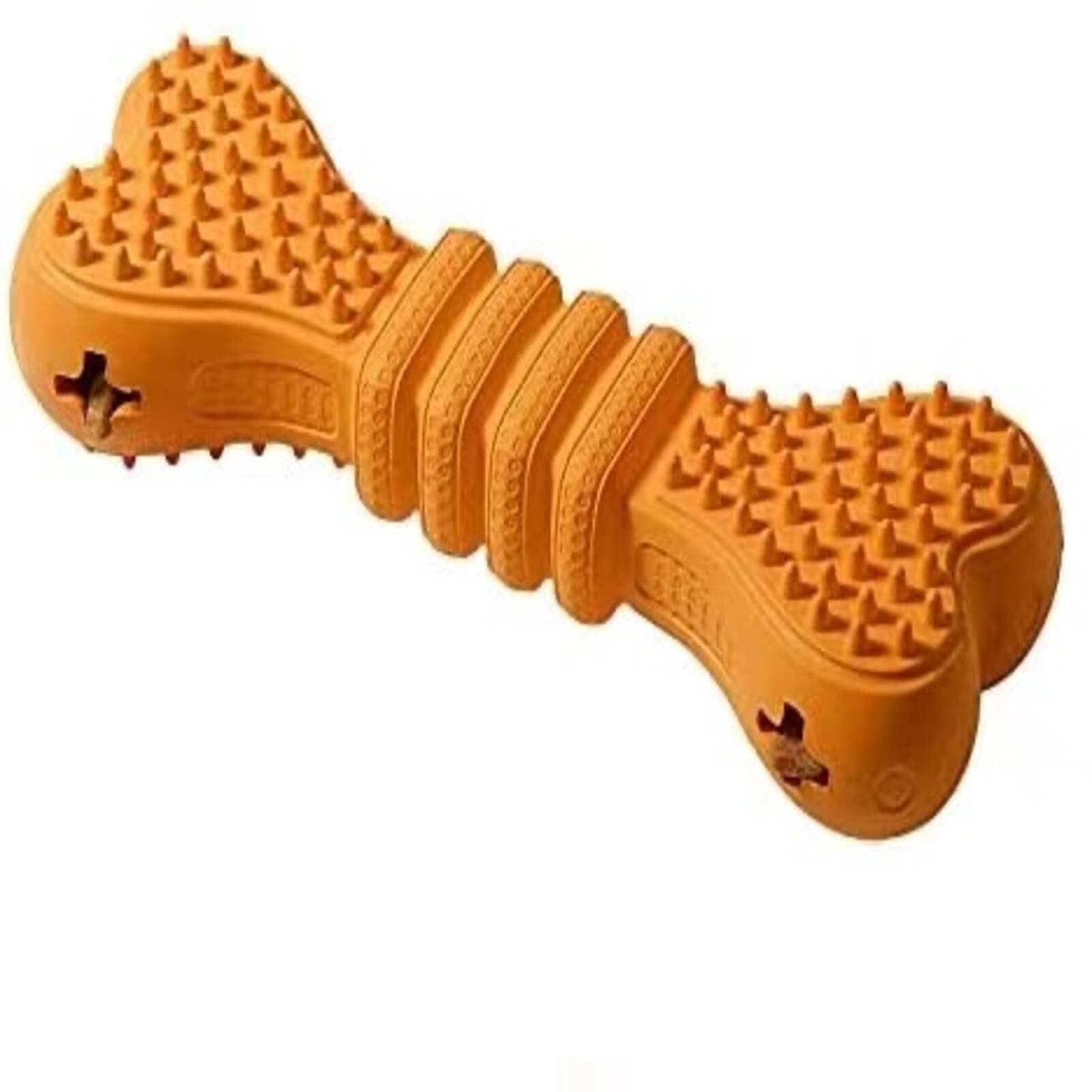 Durable Natural Rubber Dog Chew Toys for Aggressive Chewers - Teeth Cleaning & Food Dispenser for Medium Large Breeds (Orange) - Perfect for Playtime, Training & Dental Health