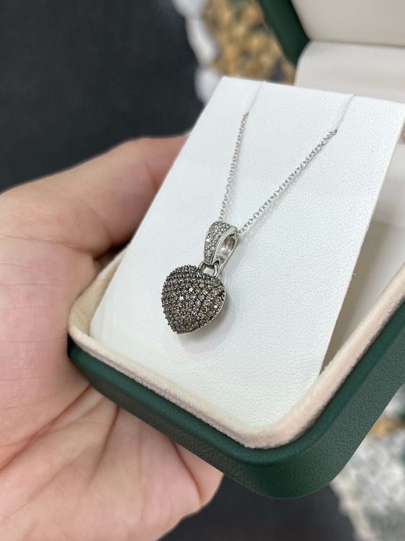 0.75 Carat Natural Coffee Brown Diamond Heart Pendant in 14K Gold - Perfect for Valentine's Day Gifts, Anniversary Jewelry & Romantic Occasions