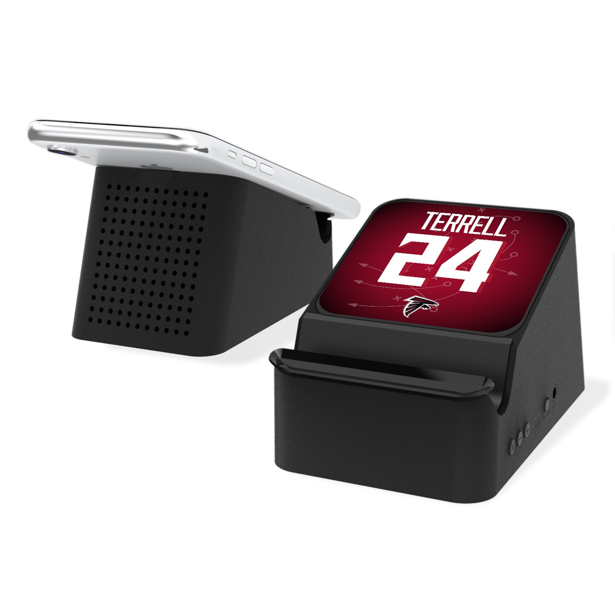 A.J. Terrell Atlanta Falcons 24 Ready Wireless Charging Station with Bluetooth Speaker - Perfect for Home, Office, and Game Day Entertainment