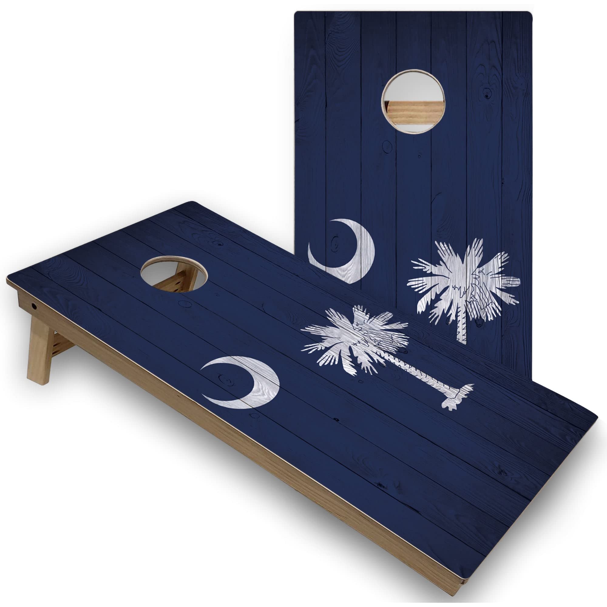 South Carolina Flag Regulation 2x4 Corn Hole Board Game Set with Boards & Bags - Outdoor Lawn Games for Backyard, Tailgating, and Beach Parties