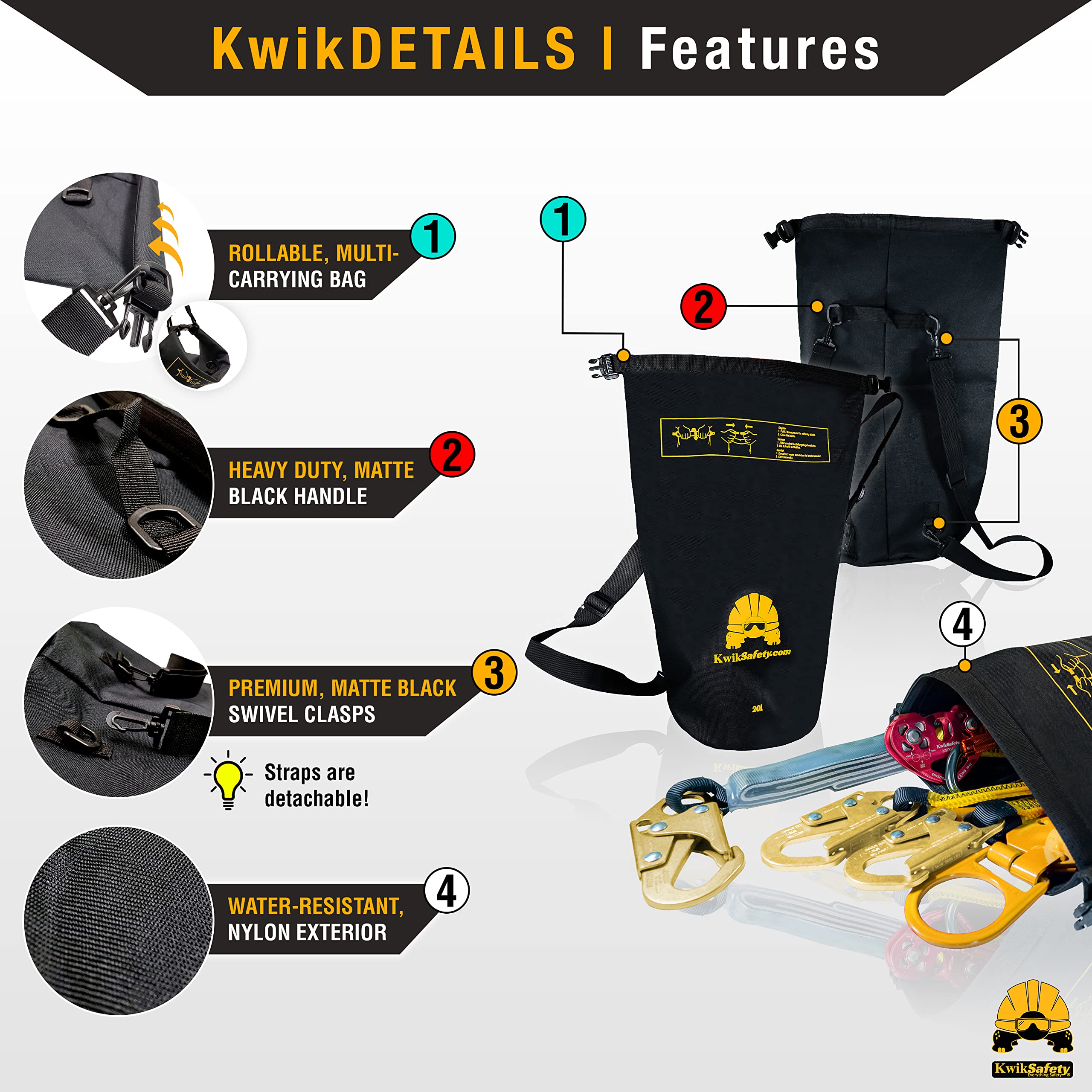 Premium ANSI/OSHA Certified Fall Protection System - KwikSafety Tsunami Kit with Braided Rope Lifeline, D-Ring Harness, Tool Lanyard & Roof Anchor | 50ft Safety Equipment for Roofing, Construction & Industrial Work