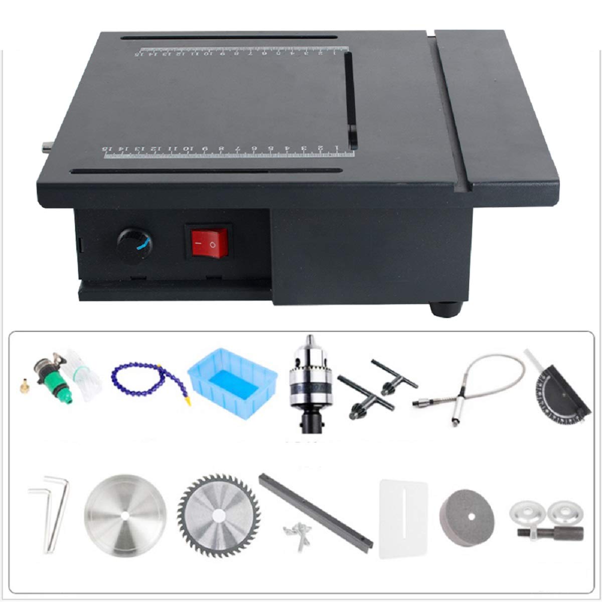 Mini Table Saw for Cutting, Polishing, Engraving & Grinding - Adjustable Speed, Dual Rotation, Dustproof Blade & Water Cooling - Perfect for Jewelry Making, Gem Cutting & DIY Crafts