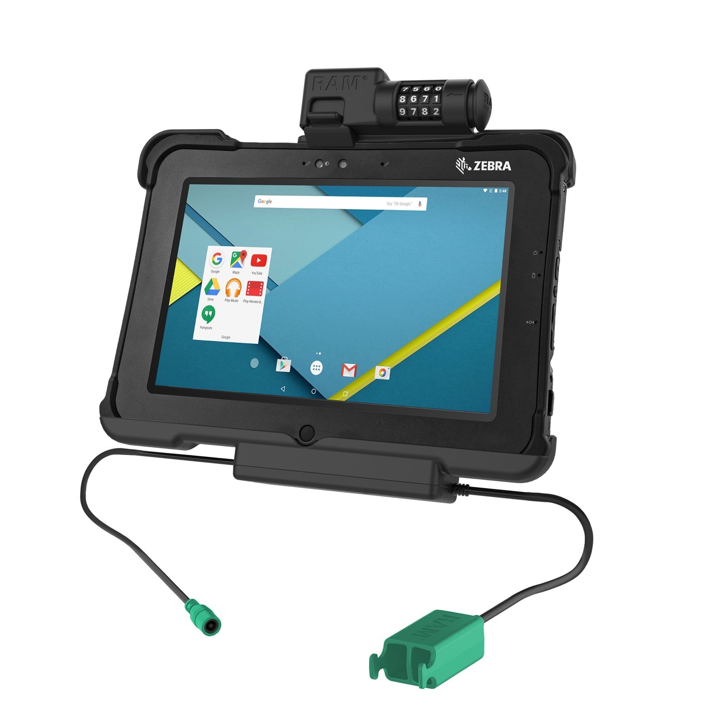 GDS® Secure Combo Locking Power & Dual USB Dock for Zebra XSLATE L10 (RAM HOL ZE15PD2CLU) - Ideal for Warehouse, Retail & Industrial Tablet Charging Stations