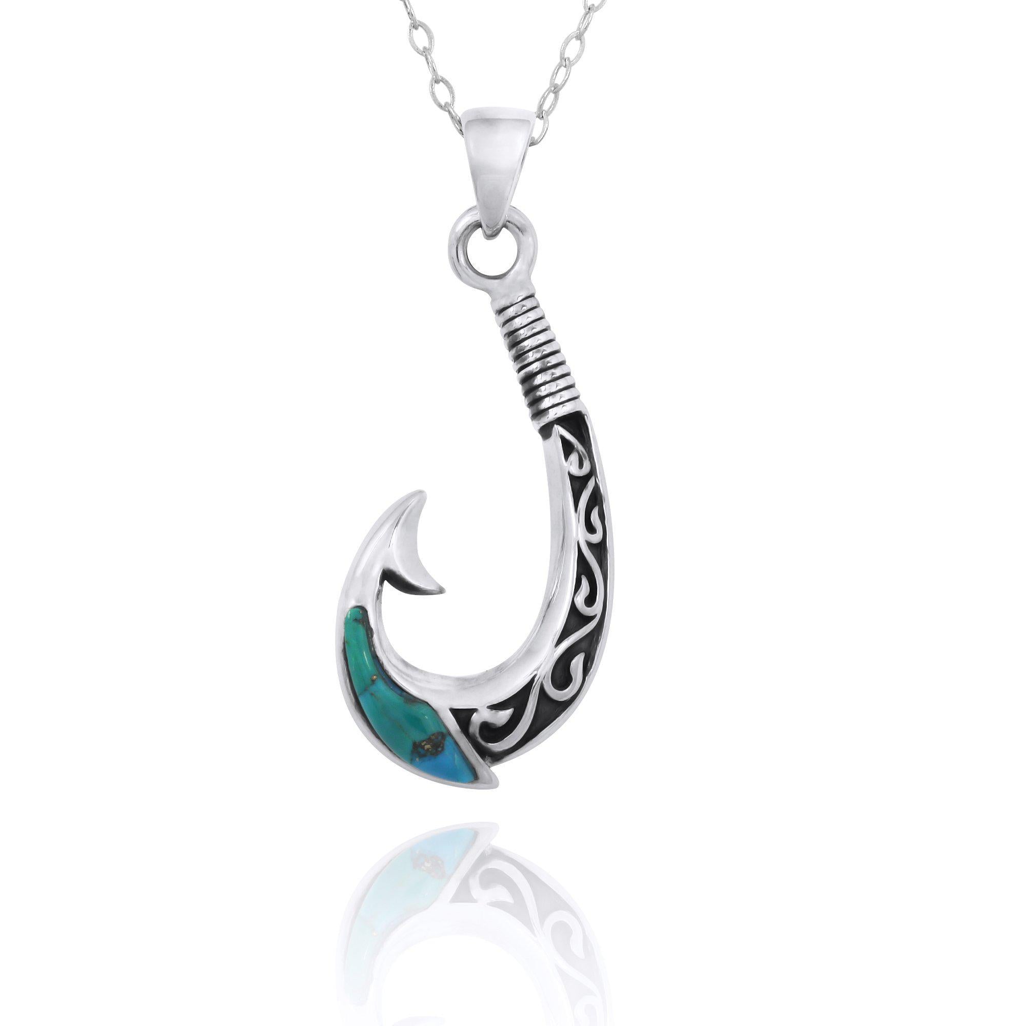 Authentic Maori Fishhook Pendant Necklace with Genuine Turquoise Stone - Perfect for Cultural Jewelry Lovers & Special Occasion Gifts