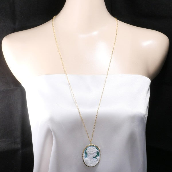 18K Yellow Gold Cameo Necklace & Brooch Set with Certificate - Vintage Jewelry for Women, Elegant Gift for Brides, Anniversaries & Special Occasions