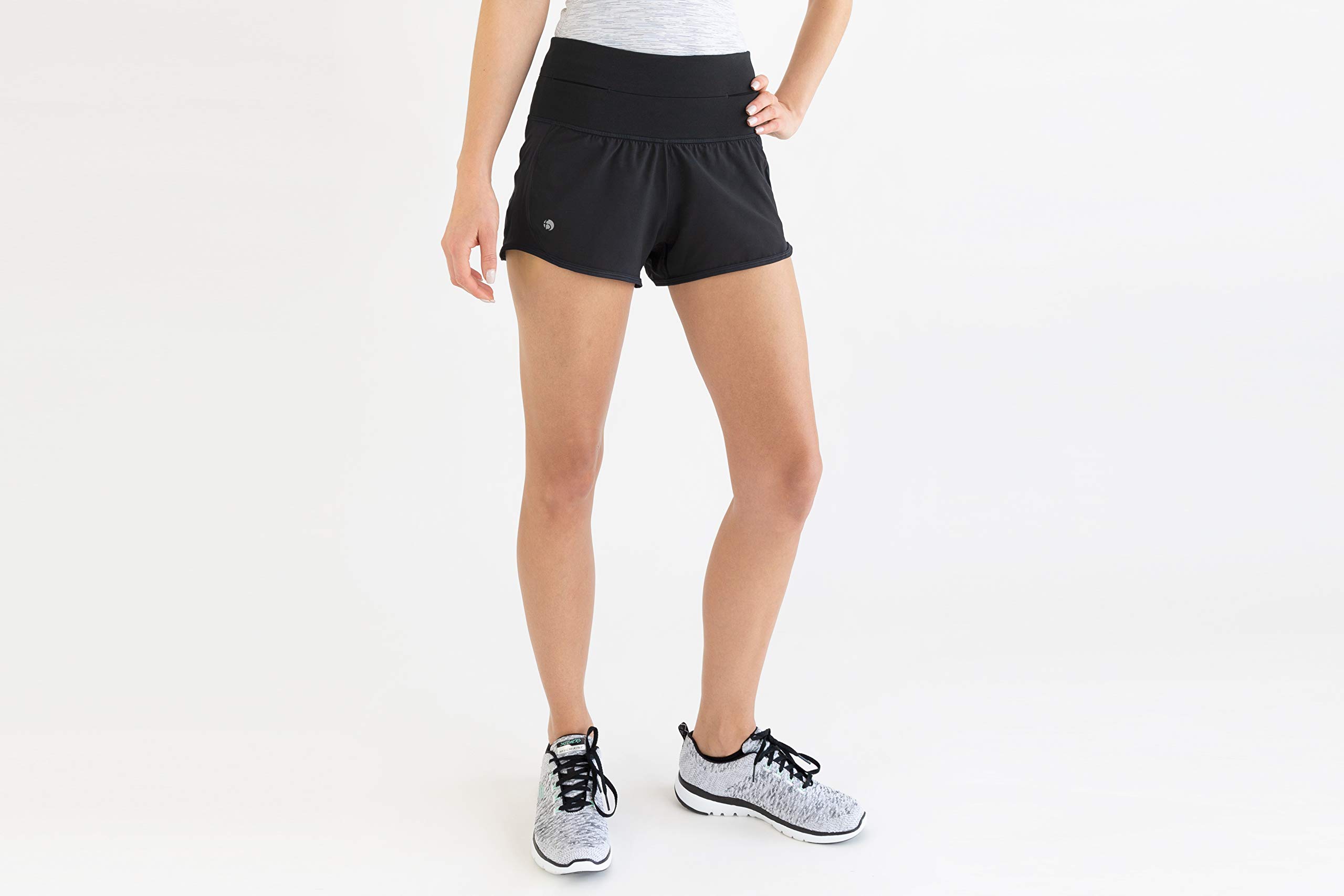 FlipBelt Women's Running Shorts with Built-in Phone Pocket - Moisture-Wicking Athletic Shorts for Running, Gym & Yoga - Secure Zipper Closure by USA Brand (Ideal for Marathon Training & Outdoor Workouts)
