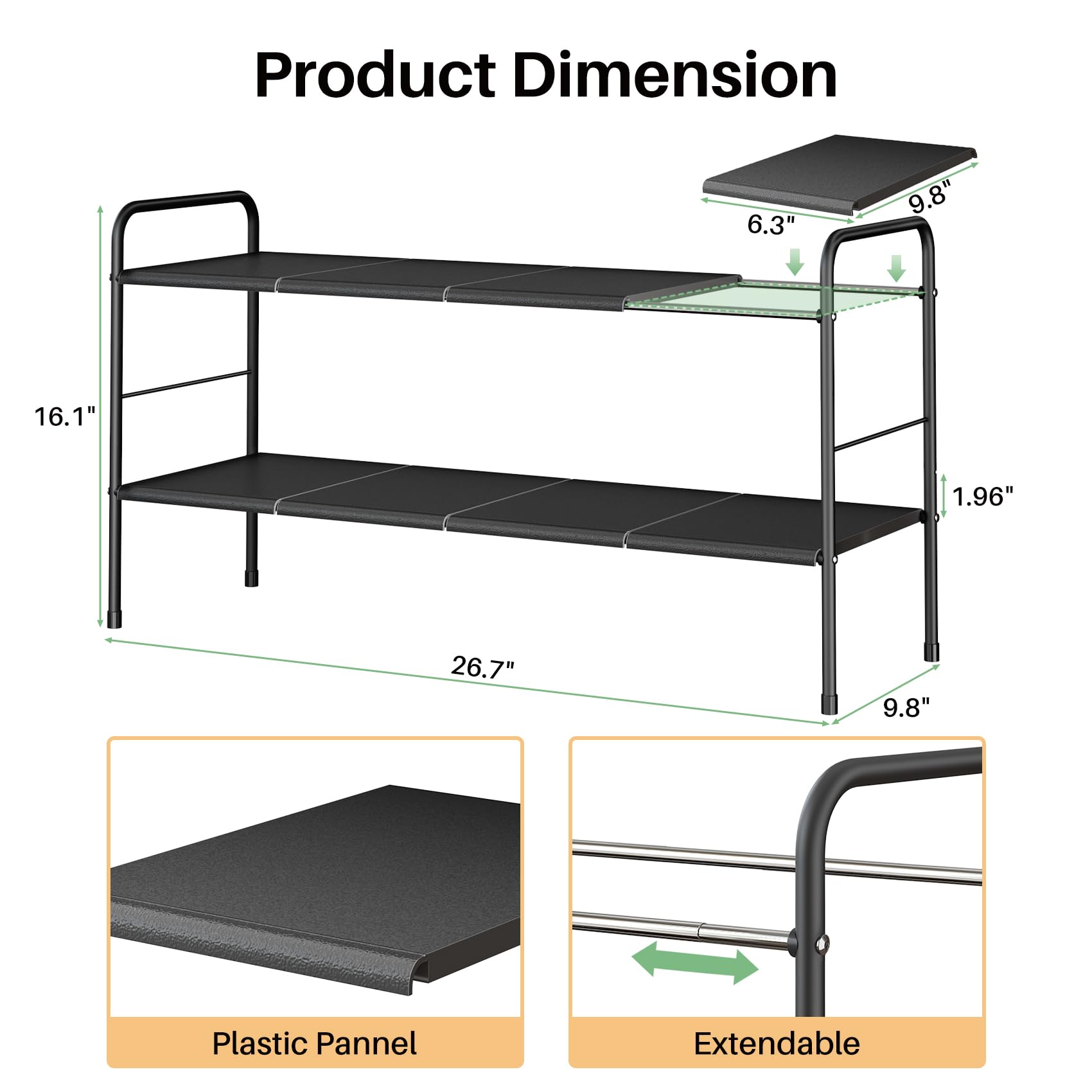 Expandable 2-Tier Metal Shoe Rack for Small Spaces - Adjustable Closet Door Shoe Organizer for Entryway, Garage & Hallway - Easy to Clean & Prevent Soil Detachment | Perfect for Apartment Living & Space-Saving Storage