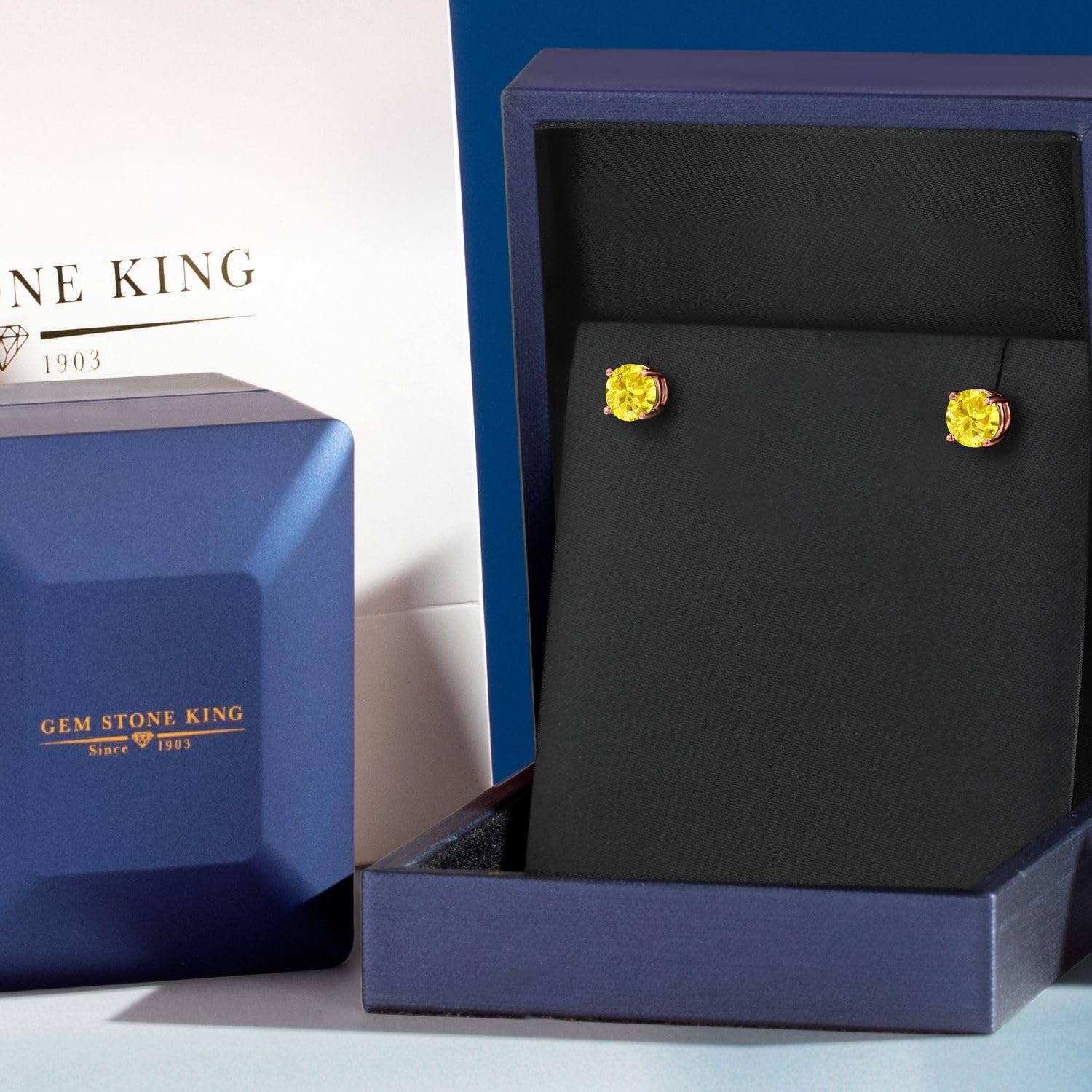 Gem Stone King 18K Rose Gold Plated Sterling Silver 6MM Round Birthstone Stud Earrings for Women & Men | Personalized Jewelry Gift for Birthday, Anniversary & Special Occasions