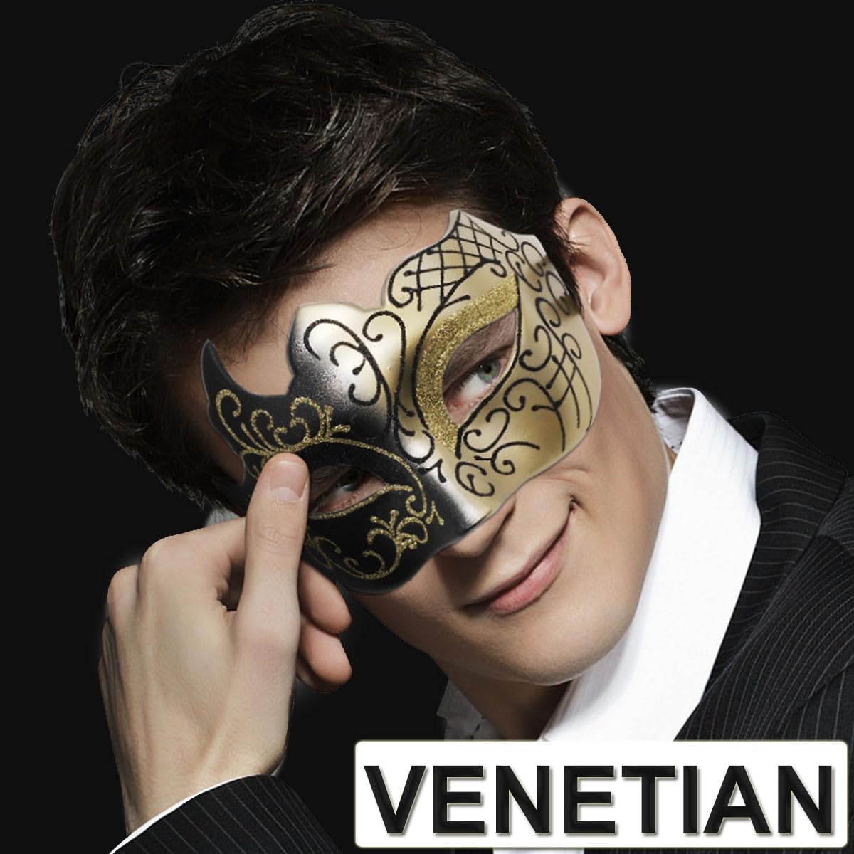 Elegant Venetian Masquerade Mask for Men & Couples - Halloween, Mardi Gras, Costume Party, Prom, Ball - Perfect for Carnival, Themed Events & Romantic Date Nights
