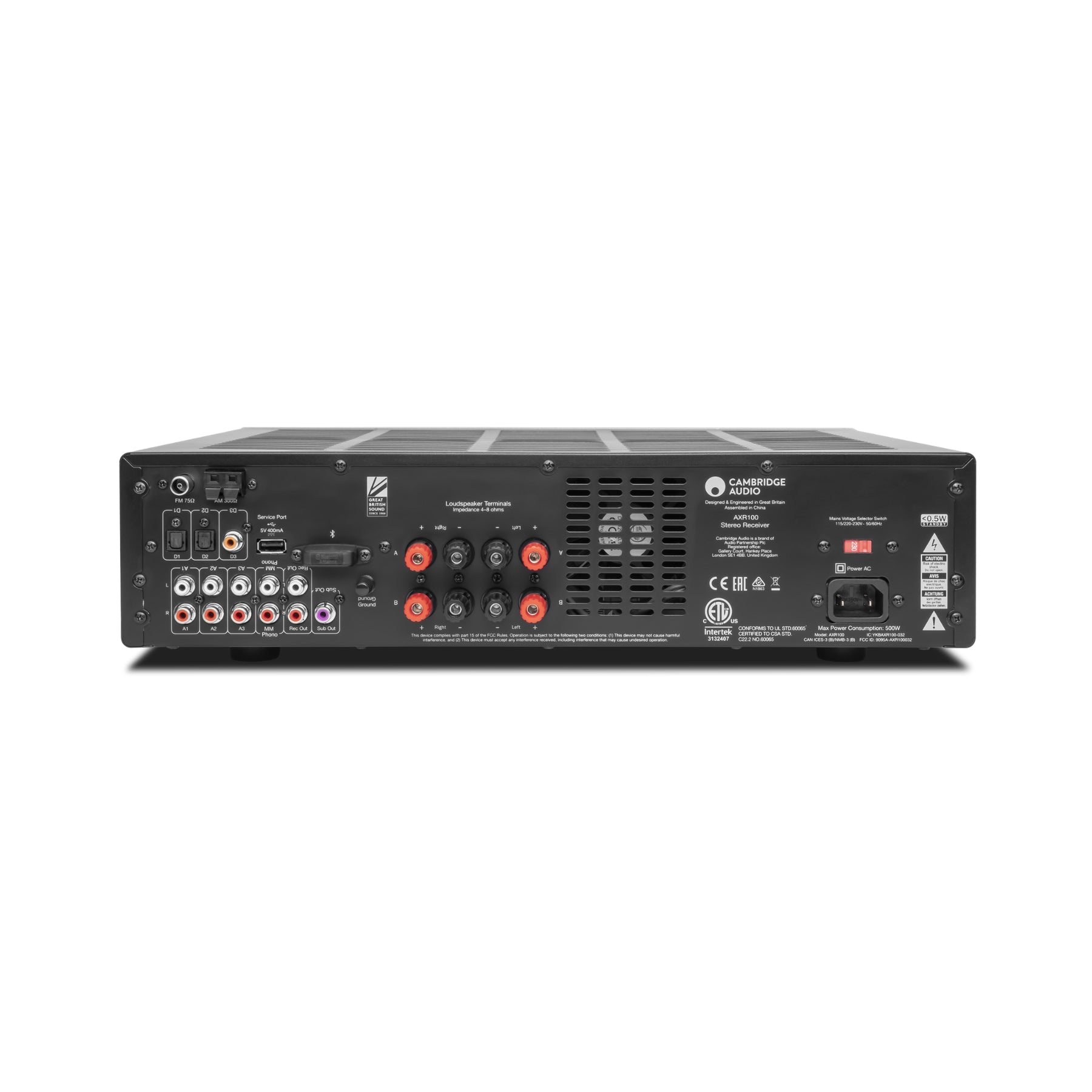Cambridge Audio AXR100 FM/AM Stereo Receiver - Hi-Fi Audio System with Bluetooth, USB, Phono Input for Home Theater & Music Listening