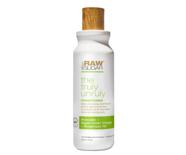Raw Sugar Truly Unruly Avocado & Rosemary Oil Hair Conditioner - 18 fl oz for Dry, Damaged Hair - Deep Moisturizing & Nourishing Treatment for Smooth, Shiny Locks - Perfect for Daily Use & Salon-Quality Results at Home