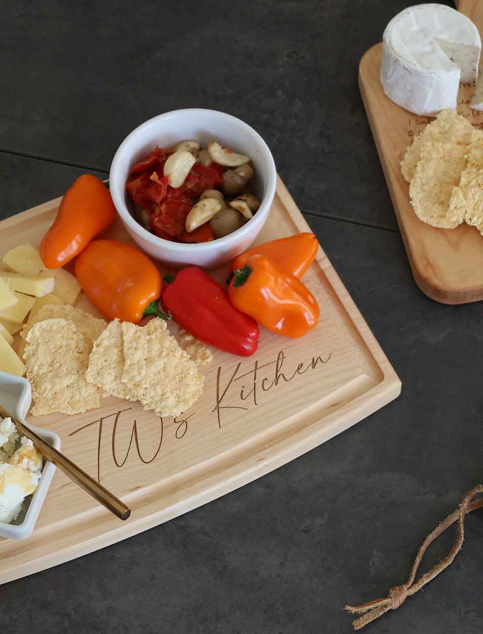 Handcrafted Arched Maple Wood Cutting Board - Personalized Engraved Gift - 12