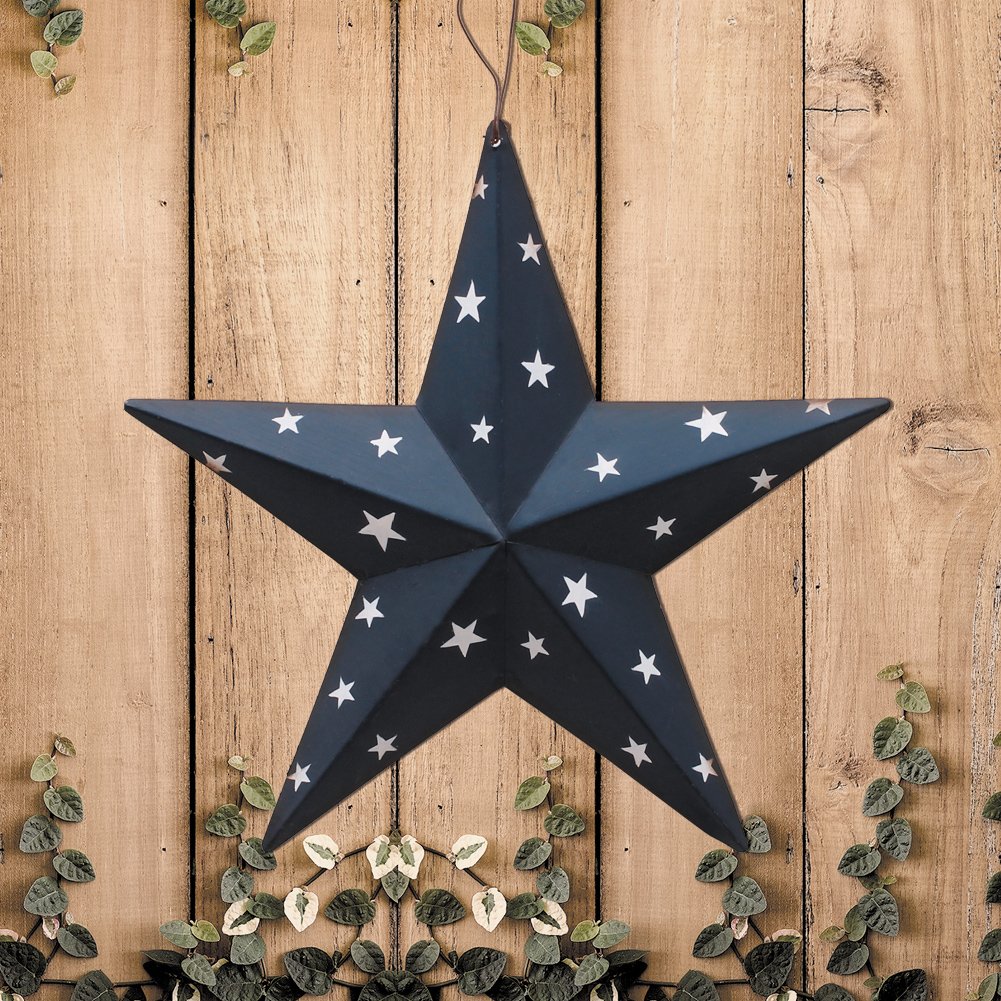 12in Patriotic USA Flag Metal Star Decor - Indoor & Outdoor Barn Wall Hanging for July 4th & Memorial Day