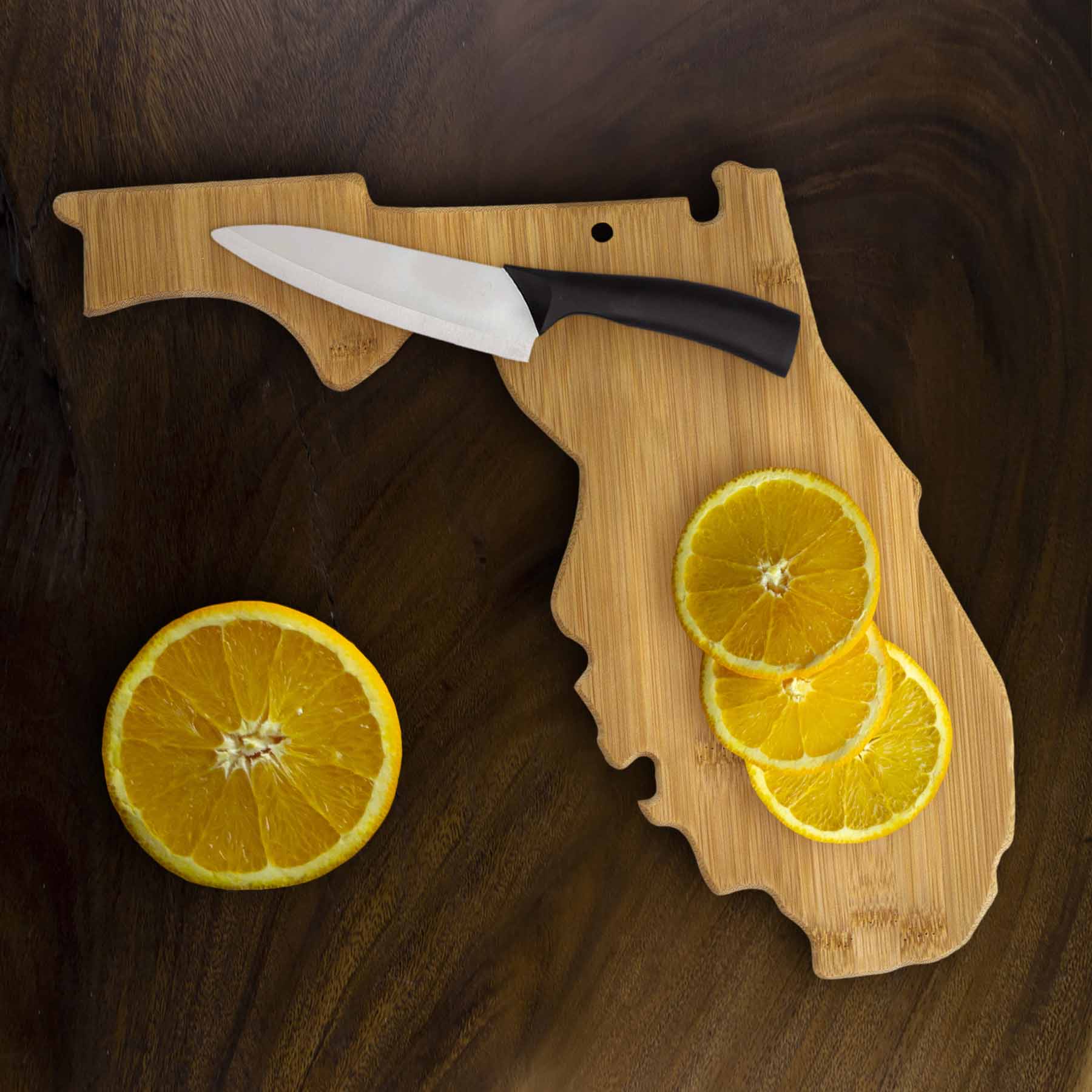 Premium Florida Shaped Wooden Cutting Board - 13.5